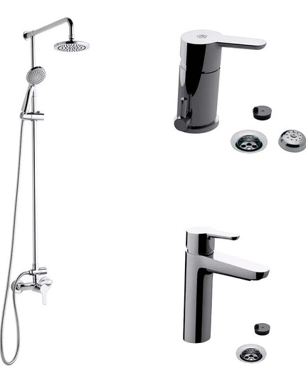 SET GRIFERÍA DE BAÑO 3 PIEZAS PUELO FV DUCHA BIDE LAVATORIO