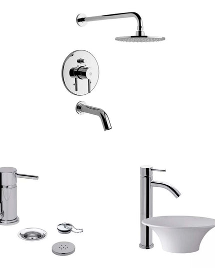 SET GRIFERÍA DE BAÑO 3 PIEZAS TEMPLE FV CON LAVATORIO MESAD