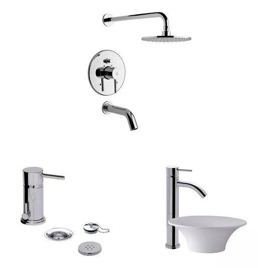 SET GRIFERÍA DE BAÑO 3 PIEZAS TEMPLE FV CON LAVATORIO MESAD