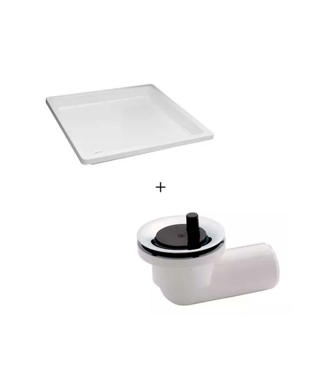 COMBO RECEPTACUÑP FERRUM NIZA 80X80+ DESAGUE FX P/BAÑERA