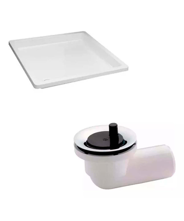COMBO RECEPTÁCULO FERRUM NIZA 80X80 + DESAGÜE FV P/BAÑERA