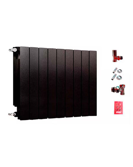 RADIADOR BROEN 350 NEGRO 9 ELEMENTOS KIT INSTALACIÓN PEISA