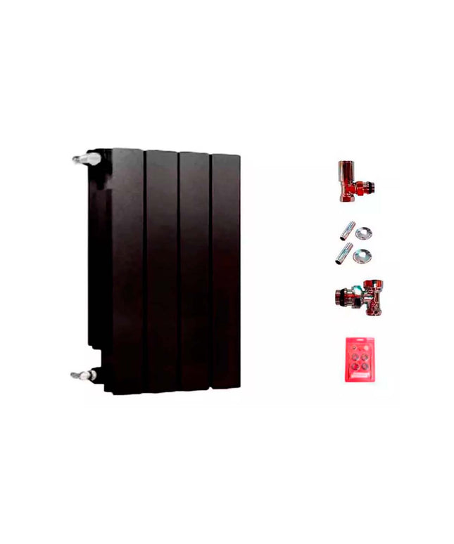RADIADOR BROEN 500 NEGRO 4 ELEMENTOS KIT INSTALACIÓN PEISA