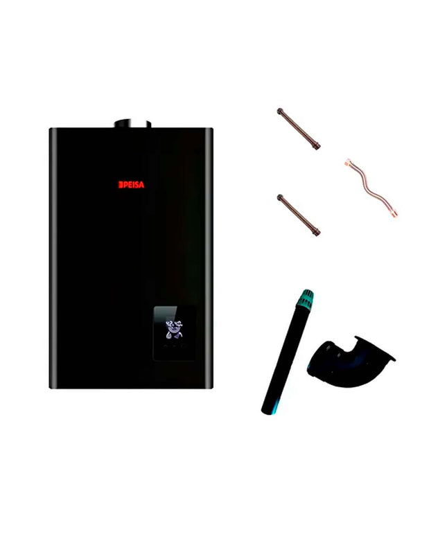 PEISA CALEFON A GAS 14L NEGRO Y KIT DE INSTALACION FV ALARSA