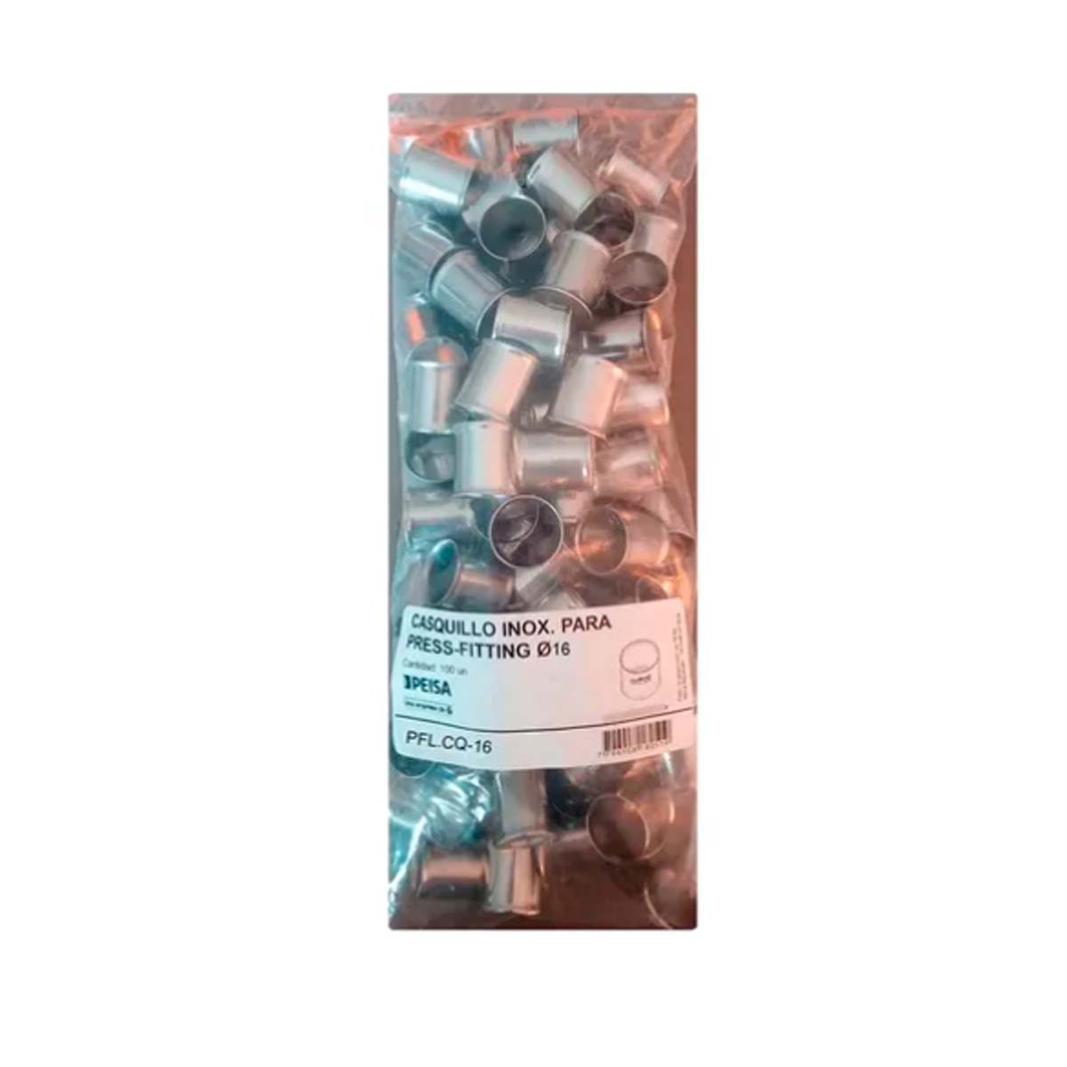 CASQUILLO INOX OFITT L PEISA PARA PRESS-FITTNING 16 X 100 UNIDADES