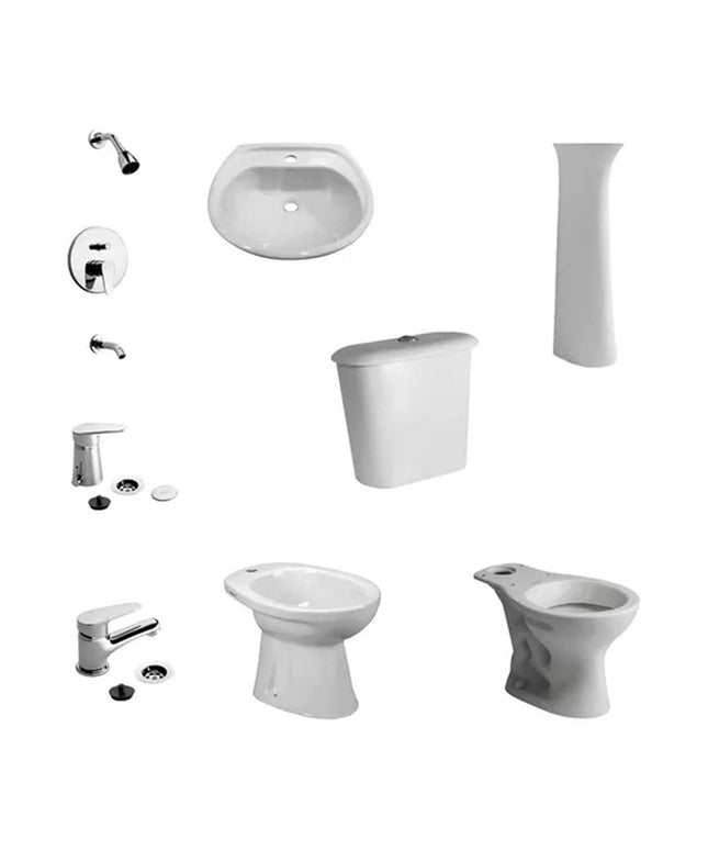 JUEGO DE BAÑO COMPLETO ANDINA FERRUM Y GRIFERÍAS M4 FV