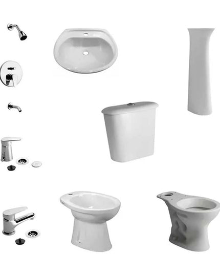 JUEGO DE BAÑO COMPLETO ANDINA FERRUM Y GRIFERÍAS M4 FV