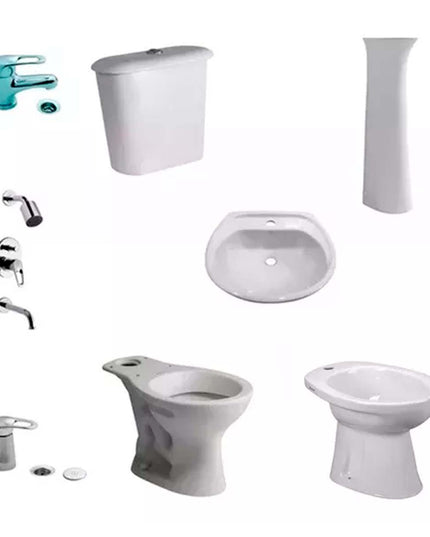 JUEGO DE BAÑO COMPLETO ANDINA FERRUM Y GRIFERÍAS ARIZONA FV