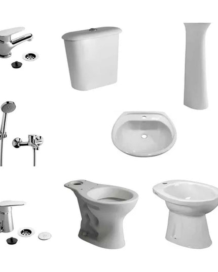 JUEGO DE BAÑO COMPLETO ANDINA FERRUM Y GRIFERIAS M4 FV