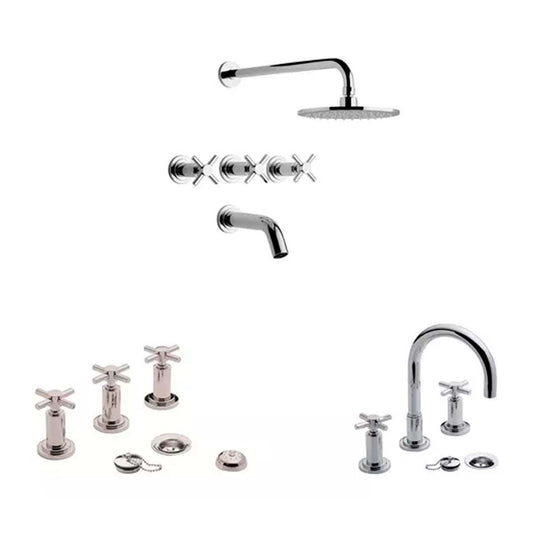 SET GRIFERÍA DE BAÑO 3 PIEZAS TEMPLE FV CON LAVATORIO MESAD