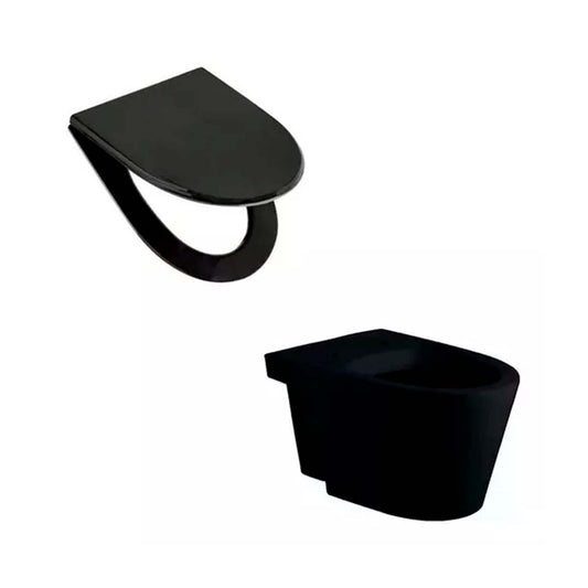 INODORO DE COLGAR IHPJ-N  Y TAPA ASIENTO NEGRA MARINA FERRU