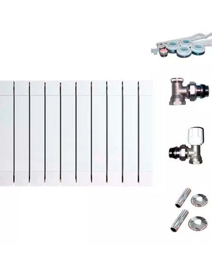 RADIADOR BROEN PLUS 200  10 ELEMENTOS KIT INSTALACIÓN PEISA