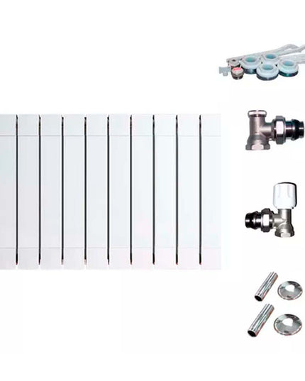 RADIADOR BROEN PLUS 800 10 ELEMENTOS KIT  INSTALACIÓN PEISA