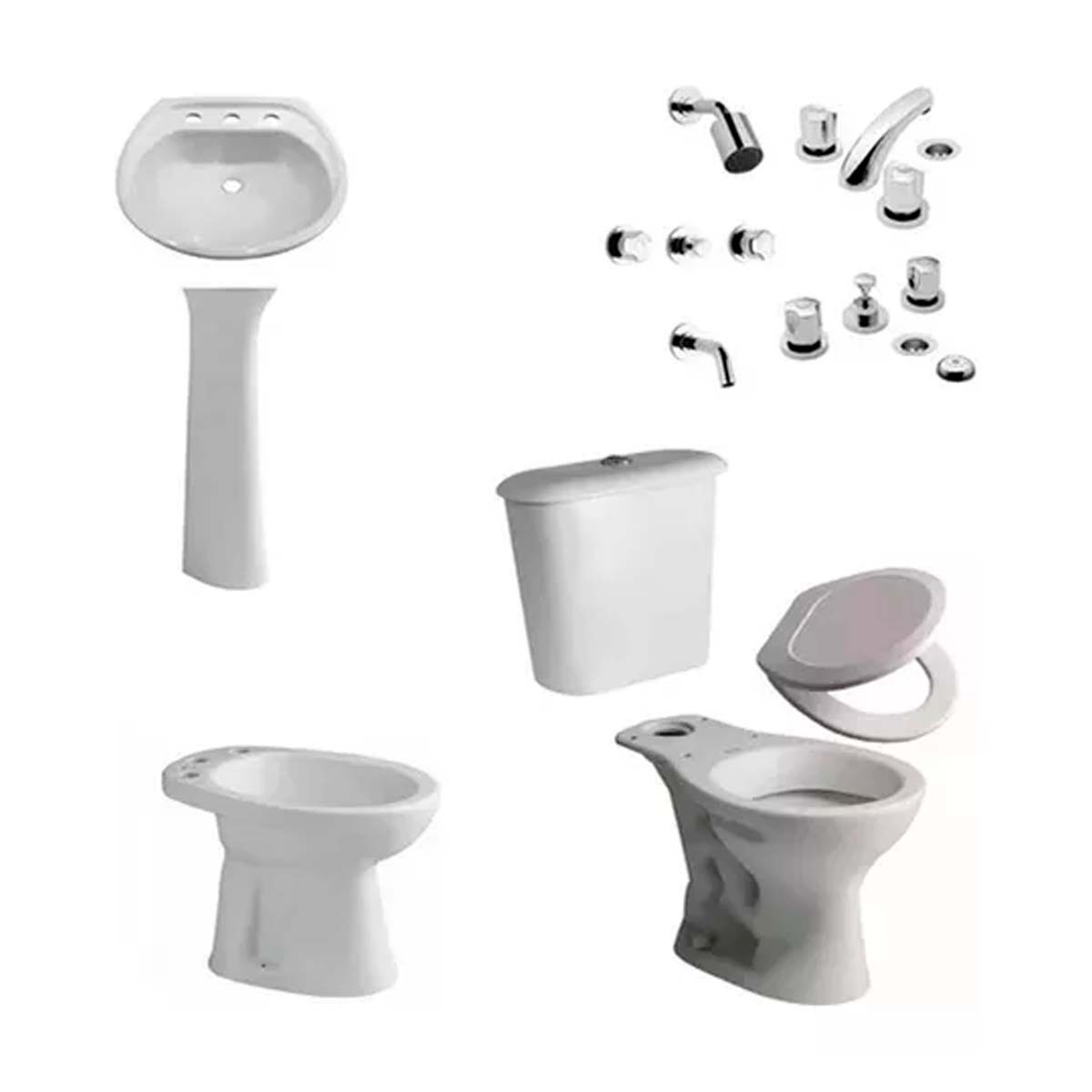 JUEGO DE BAÑO COMPLETO ANDINA FERRUM GRIFERIA PAMPA FV