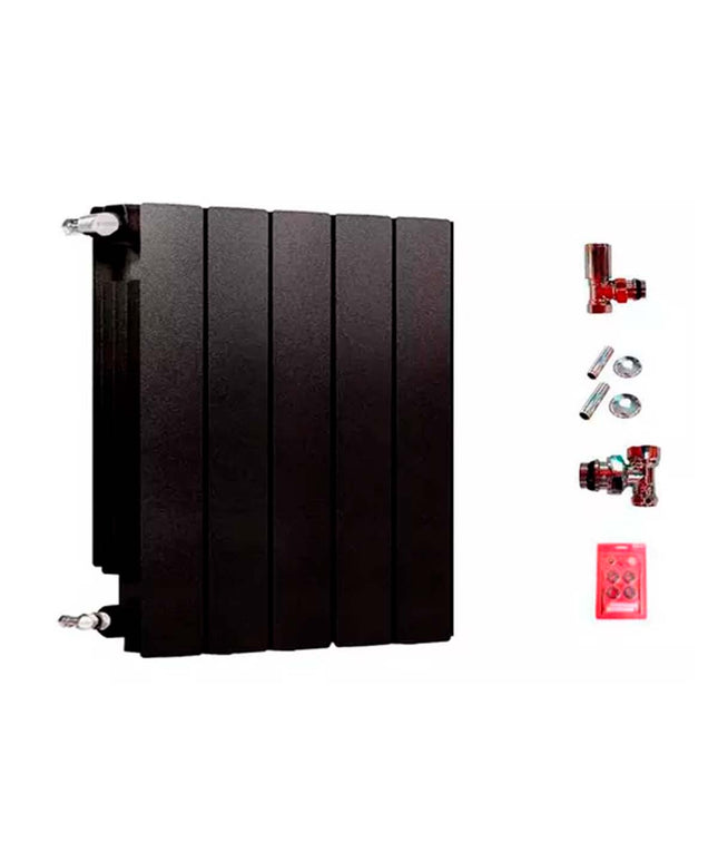 RADIADOR BROEN 500 NEGRO 5 ELEMENTOS KIT INSTALACIÓN PEISA