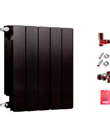 RADIADOR BROEN 500 NEGRO 5 ELEMENTOS KIT INSTALACIÓN PEISA
