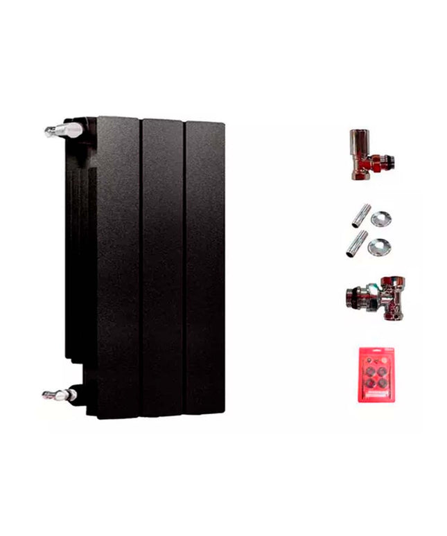 RADIADOR BROEN 350 NEGRO 3 ELEMENTOS KIT INSTALACIÓN PEISA