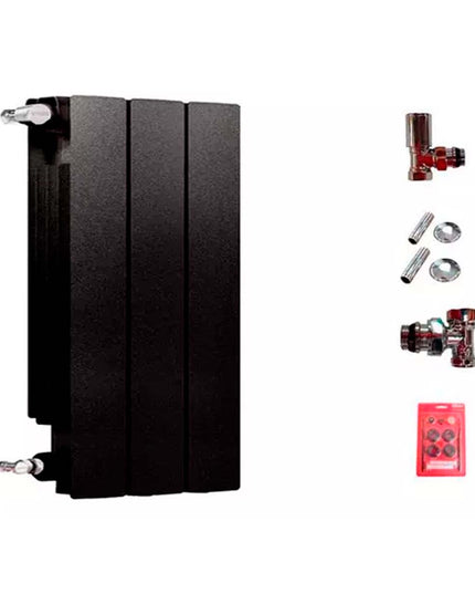 RADIADOR BROEN 350 NEGRO 3 ELEMENTOS KIT INSTALACIÓN PEISA