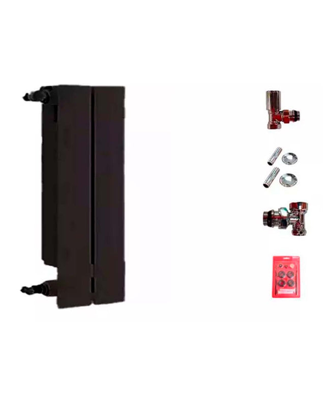 RADIADOR BROEN 500 NEGRO 2 ELEMENTOS KIT INSTALACIÓN PEISA