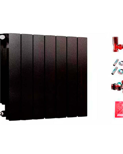 RADIADOR BROEN 500 NEGRO 7 ELEMENTOS KIT INSTALACIÓN PEISA