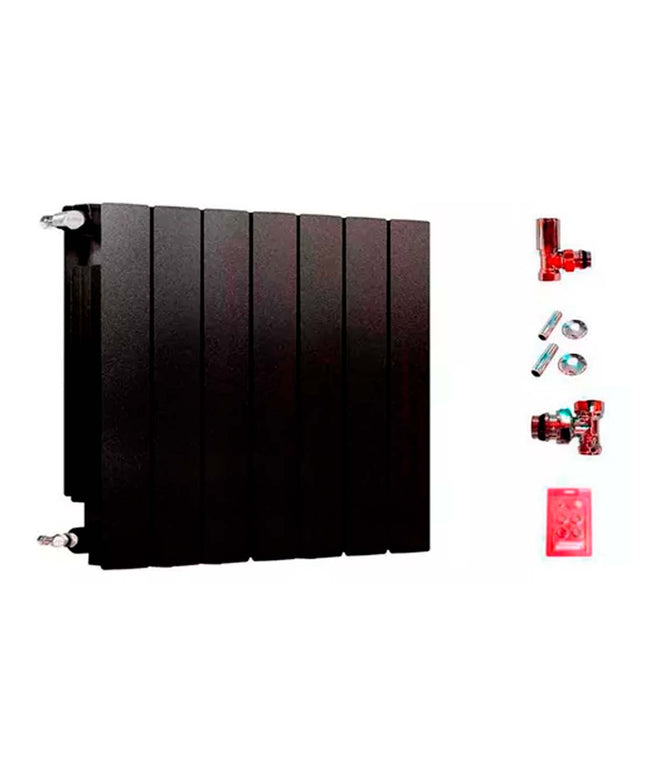 RADIADOR BROEN 500 NEGRO 7 ELEMENTOS KIT INSTALACIÓN PEISA