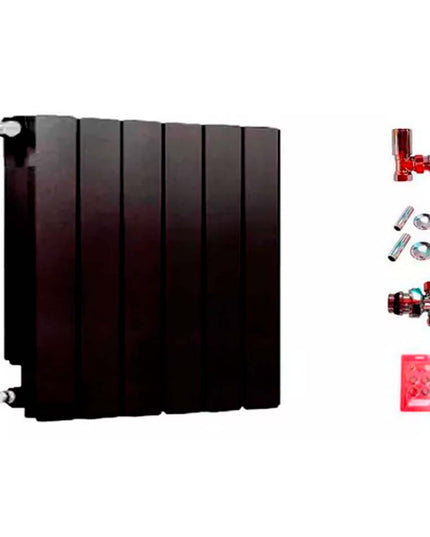 RADIADOR BROEN 500 NEGRO 6 ELEMENTOS KIT INSTALACIÓN PEISA