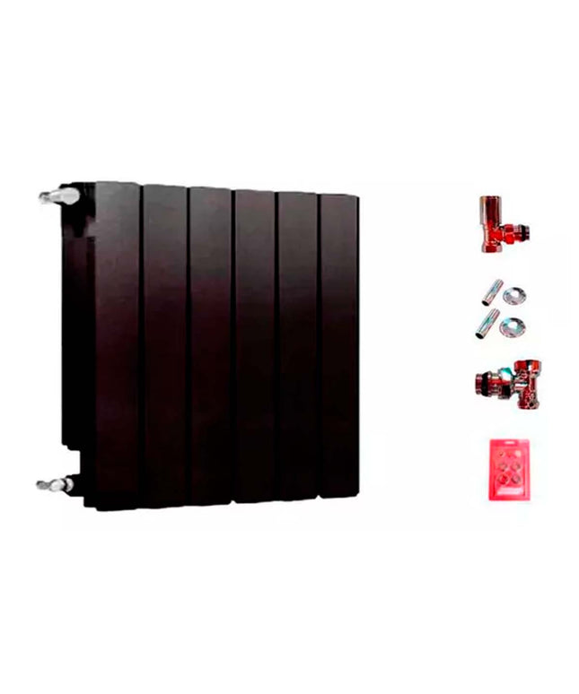 Radiador Broen 500 Negro 6 Elementos Kit Instalación Peisa