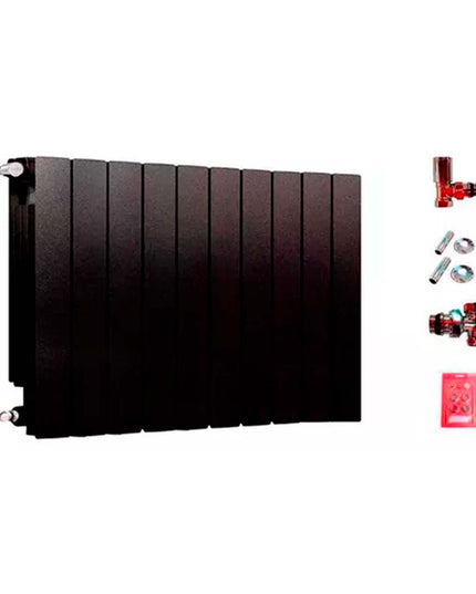 RADIADOR BROEN 500 NEGRO 10 ELEMENTOS KIT INSTALACIÓN PEISA