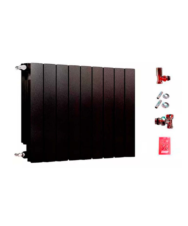RADIADOR BROEN 500 NEGRO 9 ELEMENTOS KIT INSTALACIÓN PEISA