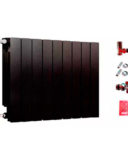 RADIADOR BROEN 500 NEGRO 9 ELEMENTOS KIT INSTALACIÓN PEISA