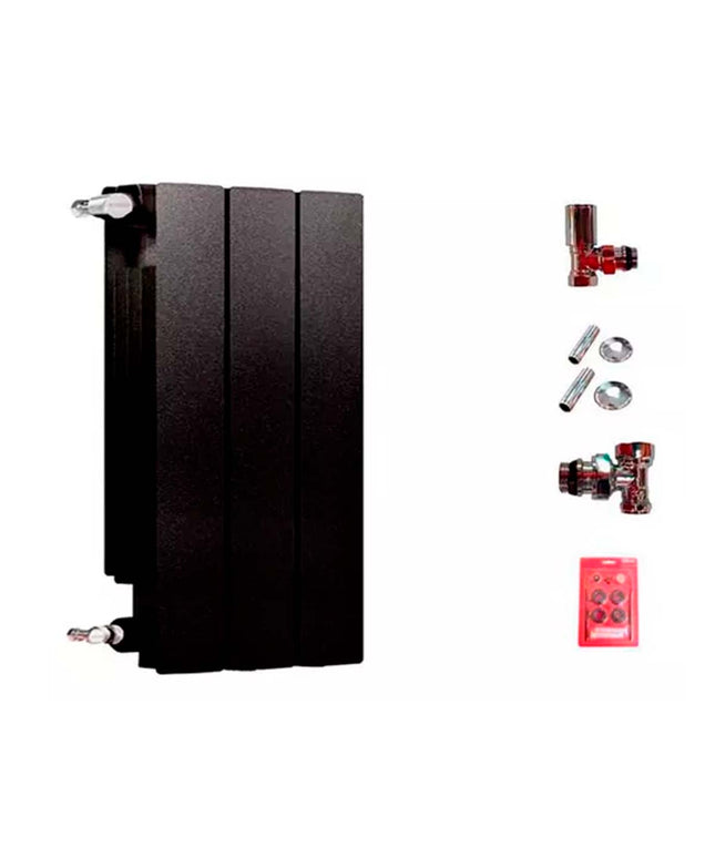 RADIADOR BROEN 500 NEGRO 3 ELEMENTOS KIT INSTALACIÓN PEISA