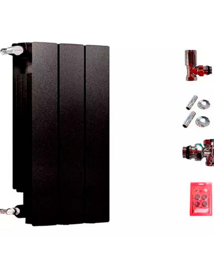 RADIADOR BROEN 500 NEGRO 3 ELEMENTOS KIT INSTALACIÓN PEISA