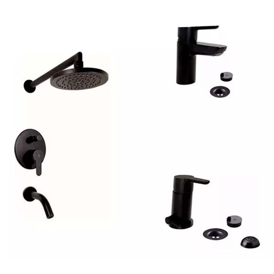 SET PARA BAÑO NEGRO PUELO FV DUCHA BIDET LAVATORIO