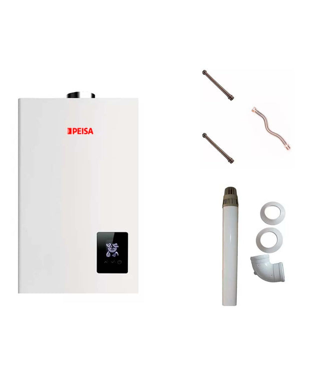 COMBO CALEFON A GAS 14I TBF PEISA Y KIT DE INSTACION FV ALARSA