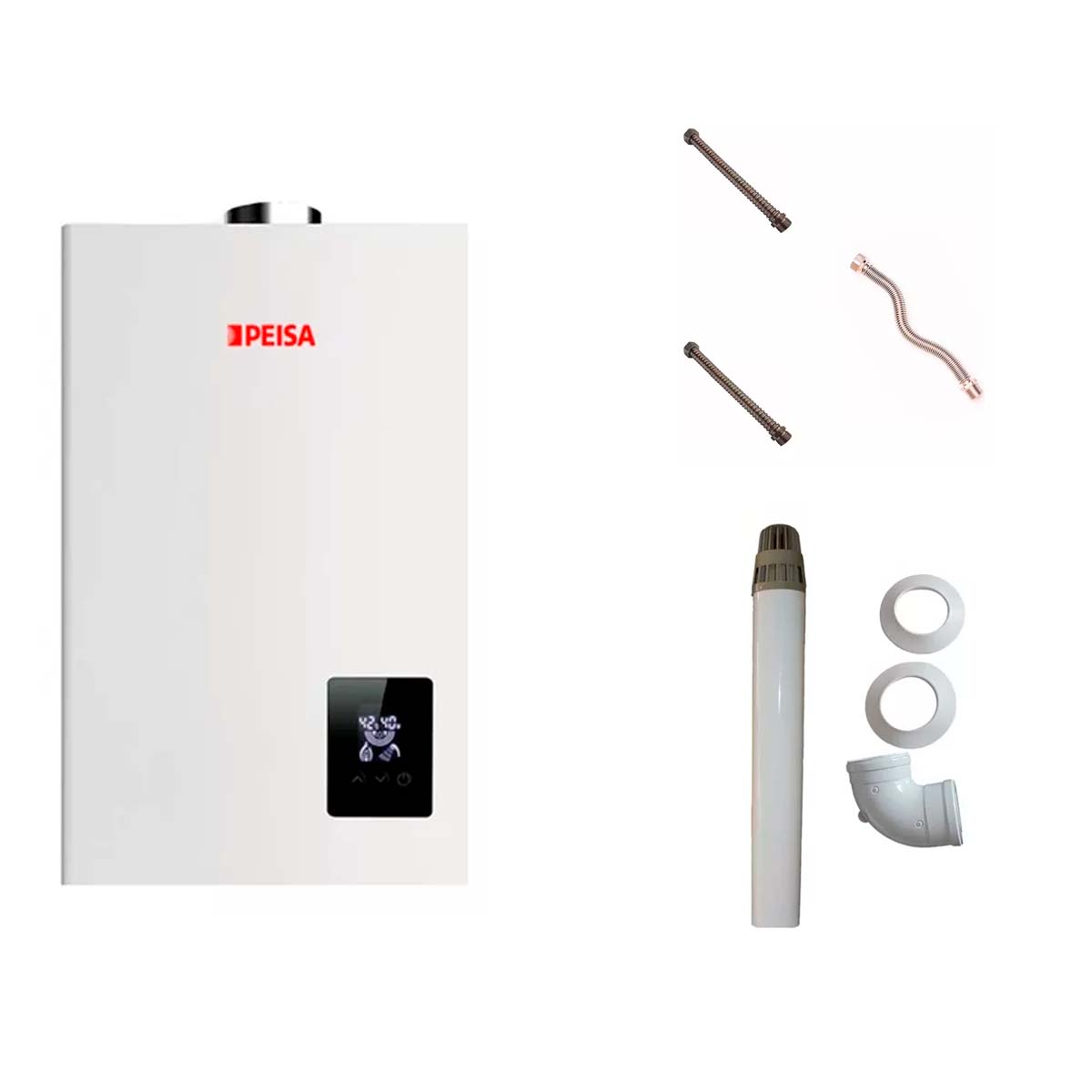 COMBO CALEFON A GAS 14I TBF PEISA Y KIT DE INSTACION FV ALARSA