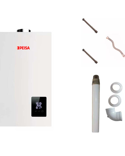 COMBO CALEFON A GAS 14I TBF PEISA Y KIT DE INSTACION FV ALARSA