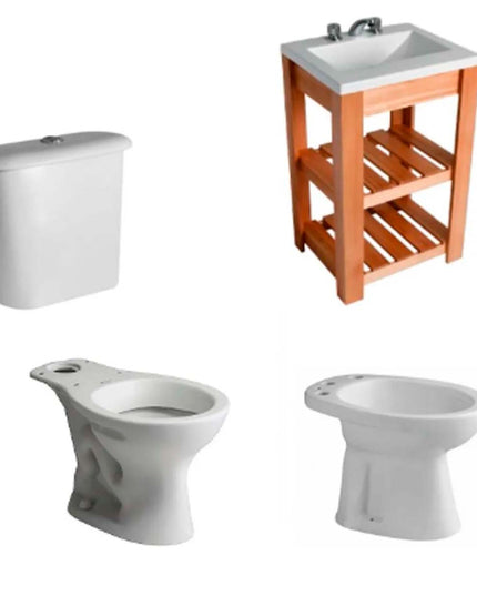 JUEGO DE BAÑP COMPLETO TRAFUL ANDINA INODORO LARGO FERRUM