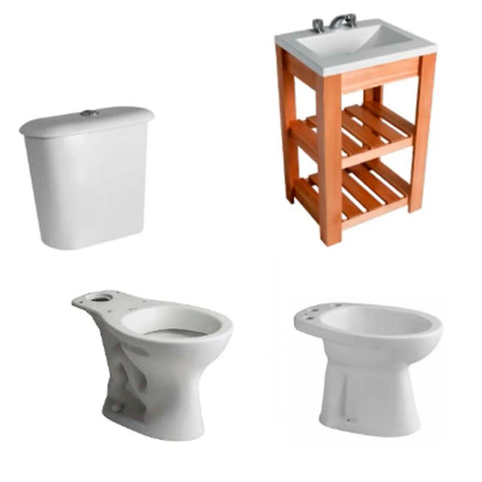 Juego De Baño Completo Traful Andina Inodoro Largo Ferrum