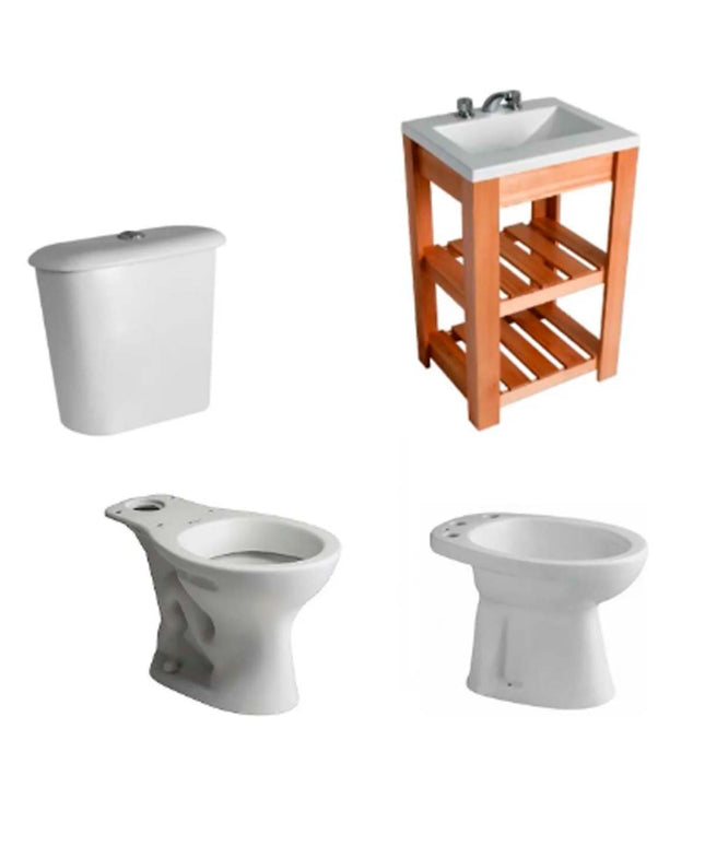 JUEGO DE BAÑP COMPLETO TRAFUL ANDINA INODORO LARGO FERRUM