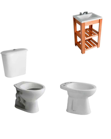 JUEGO DE BAÑO COMPLETO ANFINA TRAFUL INODORO CORTO FERRUM