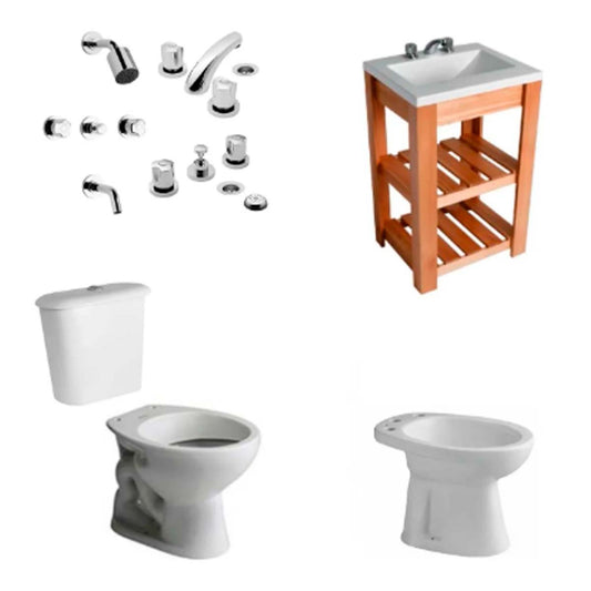 Juego De Baño Andina Ferrum Y Griferia Pampa 0900.03/b6 Fv