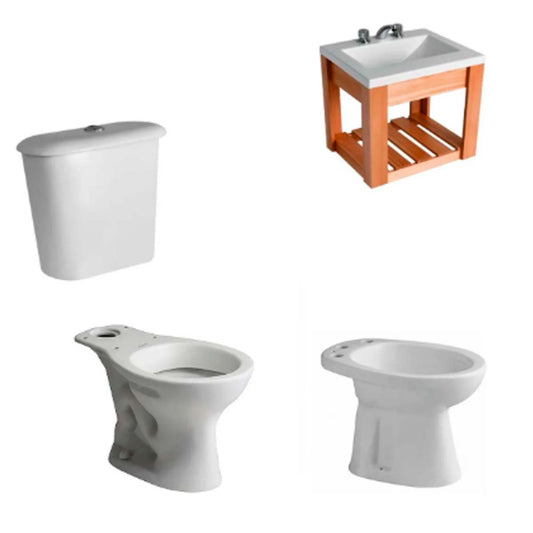 JUEGO DE BAÑO COMPLETO ANDINA TRAFUL INODORO LARGO FERRUM