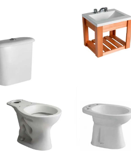 JUEGO DE BAÑO COMPLETO ANDINA TRAFUL INODORO LARGO FERRUM