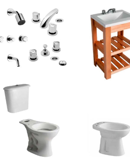 JUEGO DE BAÑO ANDINA FERRUM GRIFERIA PAMPA DOBLE COMANDO FV