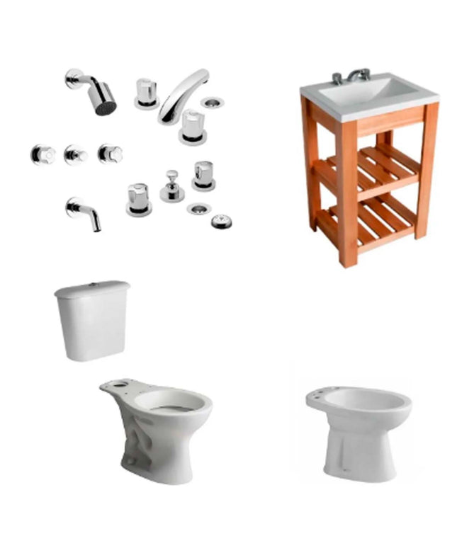 JUEGO DE BAÑO ANDINA FERRUM GRIFERIA PAMPA DOBLE COMANDO FV