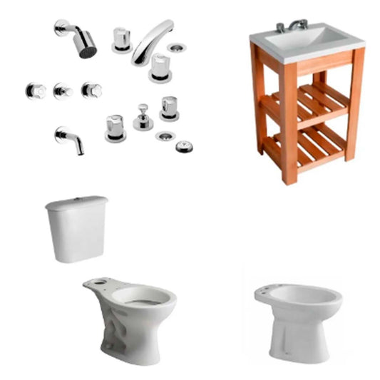 Juego De Baño Andina Ferrum Griferia Pampa Doble Comando Fv