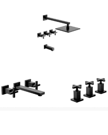 SET DE GRIFERIA PARA BAÑO 3 PIEZAS DOMINIC FV BLACK