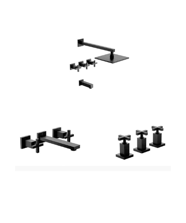 SET DE GRIFERIA PARA BAÑO 3 PIEZAS DOMINIC FV BLACK