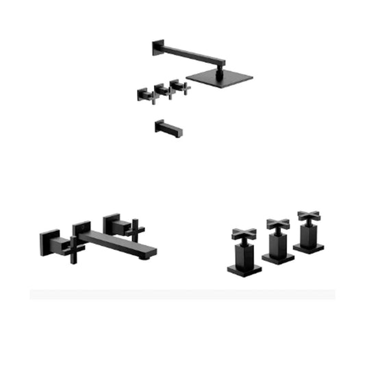 Set De Grifería Para Baño 3 Piezas Dominic Fv Black