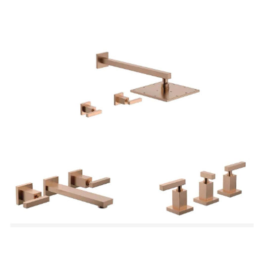 Set Griferias Para Baño Dominic Fv Lavatorio Bide Ducha